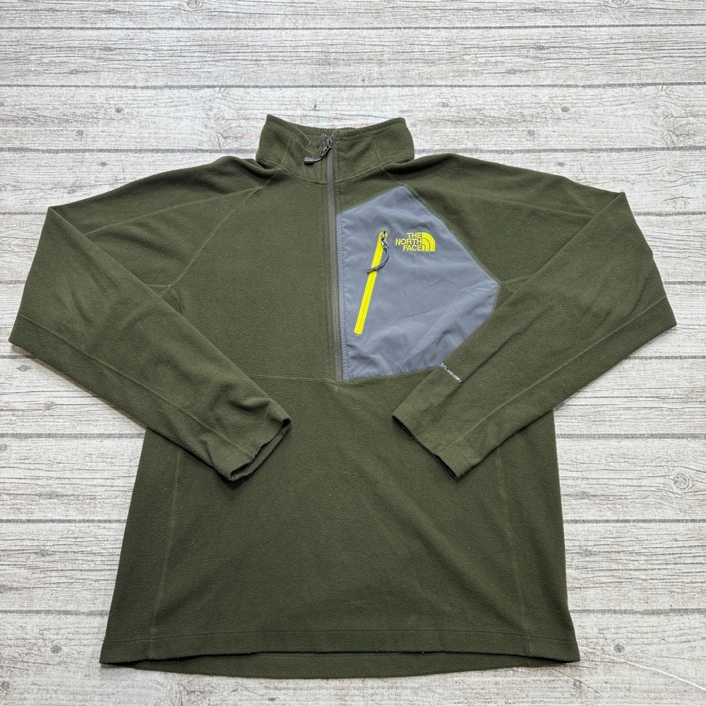 The North Face Sweater Men's Medium Olive Green FlashDry 1/4 Zip Fleece Pullover